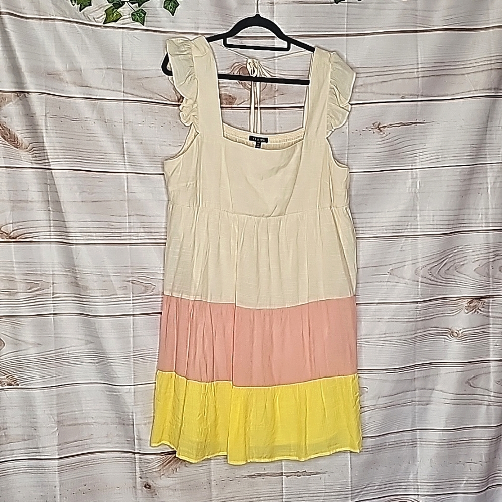 NWT Sundress Colorblock 2X Yellow Pink Ivory